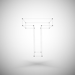 Three dimensional mesh stylish alphabet letter sign isolated on