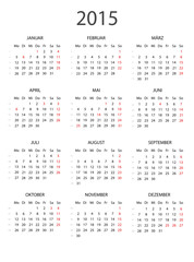 Kalender 2015 ohne Feiertage
