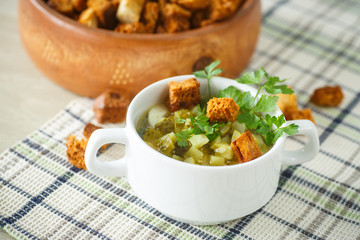 vegetable soup with pickled cucumbers