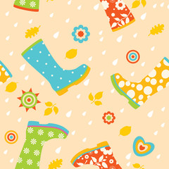 Colorful rubber boots seamless pattern