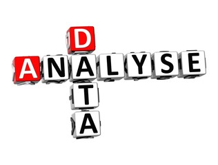 3D Crossword Analyse Data on white background