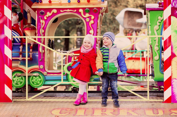 Fototapeta na wymiar children in the traveling circus