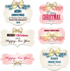 Fototapeta na wymiar Merry X-mas and Happy New Year labels