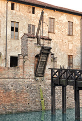 Old drawbridge on a castle wall