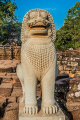 lion statue portrait Angkor Thom Cambodia