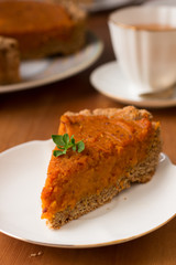 Traditional American pumpkin pie for Thanksgiving day