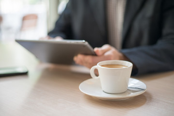 Man uses a digital tablet