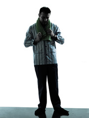 man  pajamas sleepy  tired silhouettes