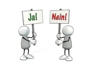 little sketchy men with yes and no sign (german version)
