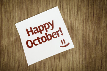 Happy October on Paper Note on texture background