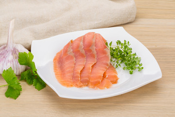 Sliced salmon
