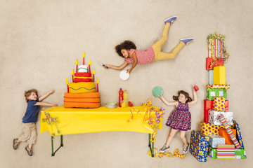 Children having birthday party