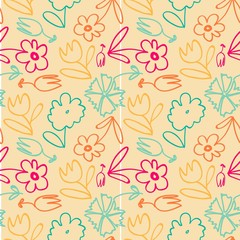 Vector seamless flower pattern background