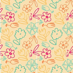 Vector seamless flower pattern background