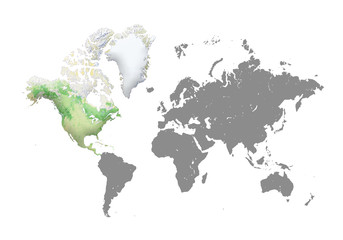 World Map on white background. north america