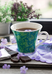 Cup of coffee and chocolate