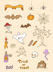 Halloween doodle design elements