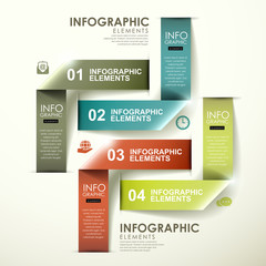 abstract modern glossy label folding infographic