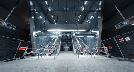 Closed down escalator in the business center