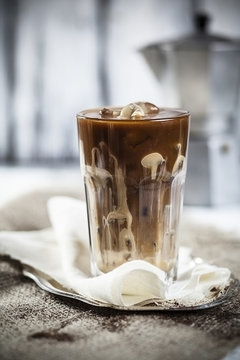 Iced coffee with sweet condensed milk