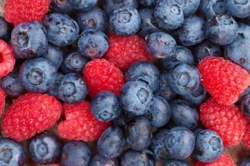 Blueberries and raspberries