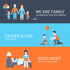 Family parenting people concept flat icons set parents boy girl