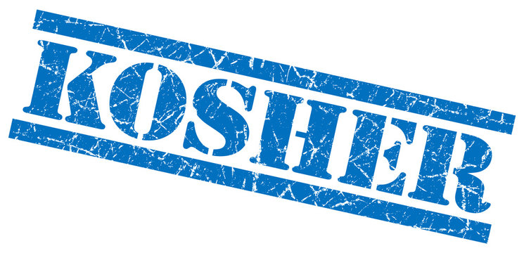 kosher blue grungy stamp on white background