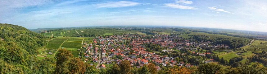 Fototapeta na wymiar Blick von der Burg Landeck und die Weinberge bei Klingenmünster