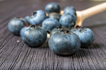Blueberry on wooden board
