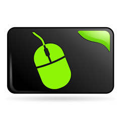 souris d'ordinateur sur bouton web rectangle vert