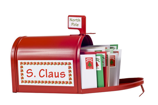 Mailbox with letters from children for Santa Claus. Classic decorative  Christmas post box with envelope. 14213887 Vector Art at Vecteezy