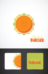 Cheese burger illustration. Stylized Icon & business cards