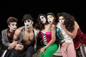 Fototapeta premium Five Serious Cirque Clowns