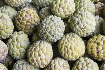 Pile of custard apples in the market