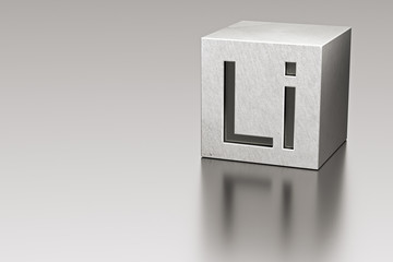 Lithium cube with Li mark