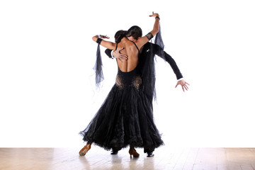 Latino dancers in ballroom isolated on white