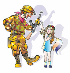 Clown and girl