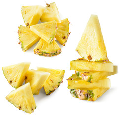 Pineapple slice isolated on white background. Collection.