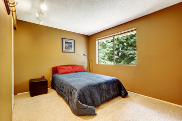 Cozy bedroom in matter soft brown color
