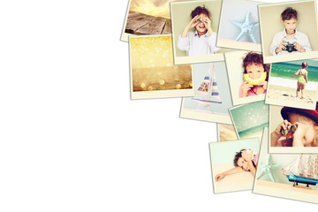 Fototapeta na wymiar mosaic with pictures of kids in different situations and various