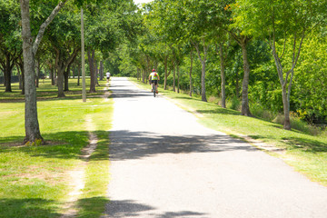 Obraz premium bicyclists riding on a bike path