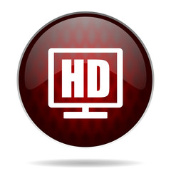 hd display red glossy web icon on white background.