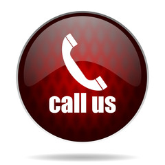 call us red glossy web icon on white background.