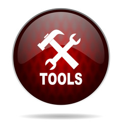 tools red glossy web icon on white background.