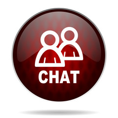 chat red glossy web icon on white background.