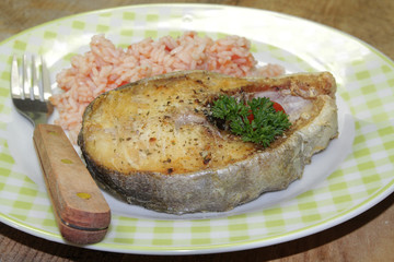 darne de cabillaud et riz