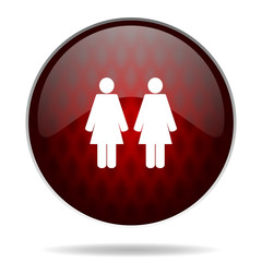 couple red glossy web icon on white background.