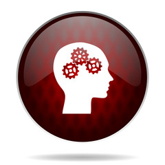 head red glossy web icon on white background.