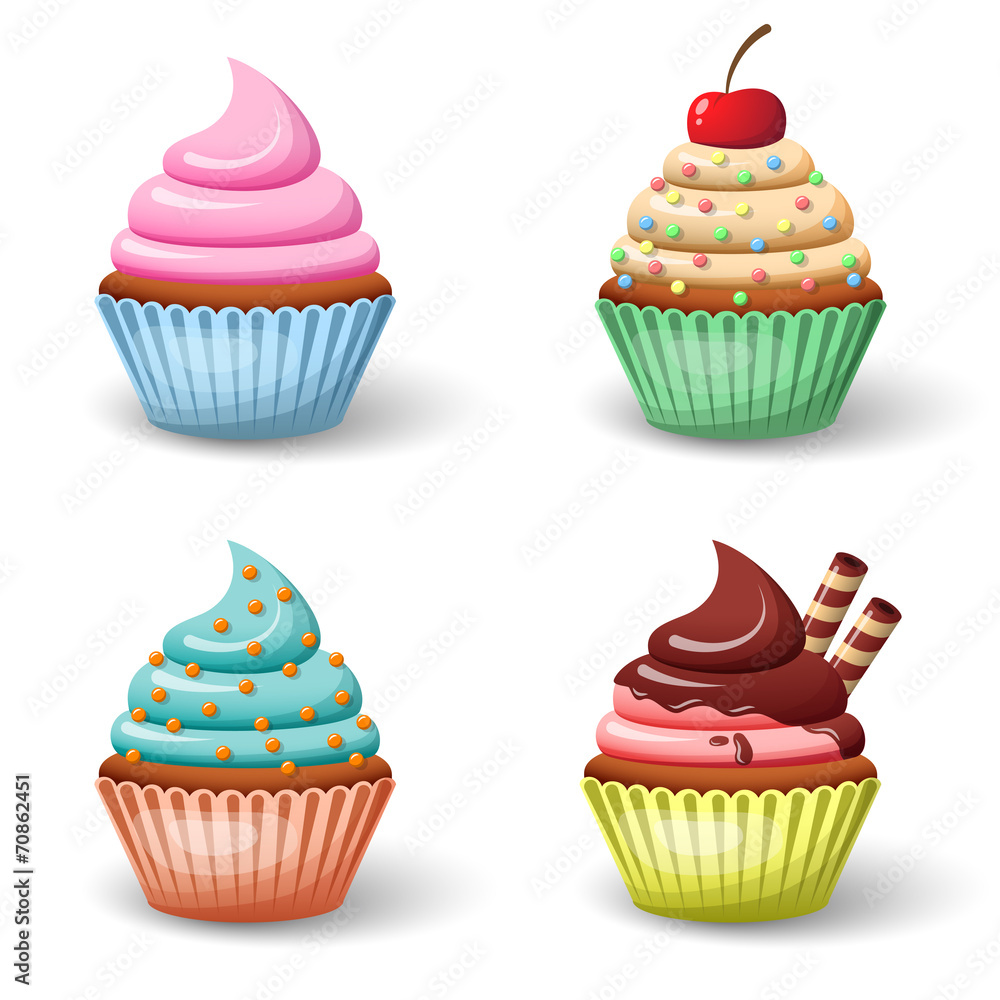 Poster sweet cupcake set