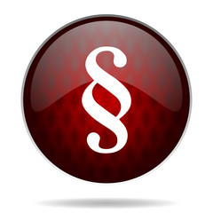 paragraph red glossy web icon on white background.